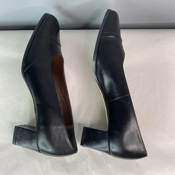 NATURALIZER Black Leather Square Toe Block Heel Pumps Parisian Size 8.5 Narrow - Picture 8 of 11